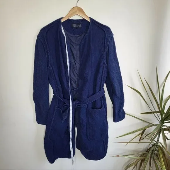 Rag & Bone Quilted Self Tie Liner Coat - /Navy Size S Jackets & Coats